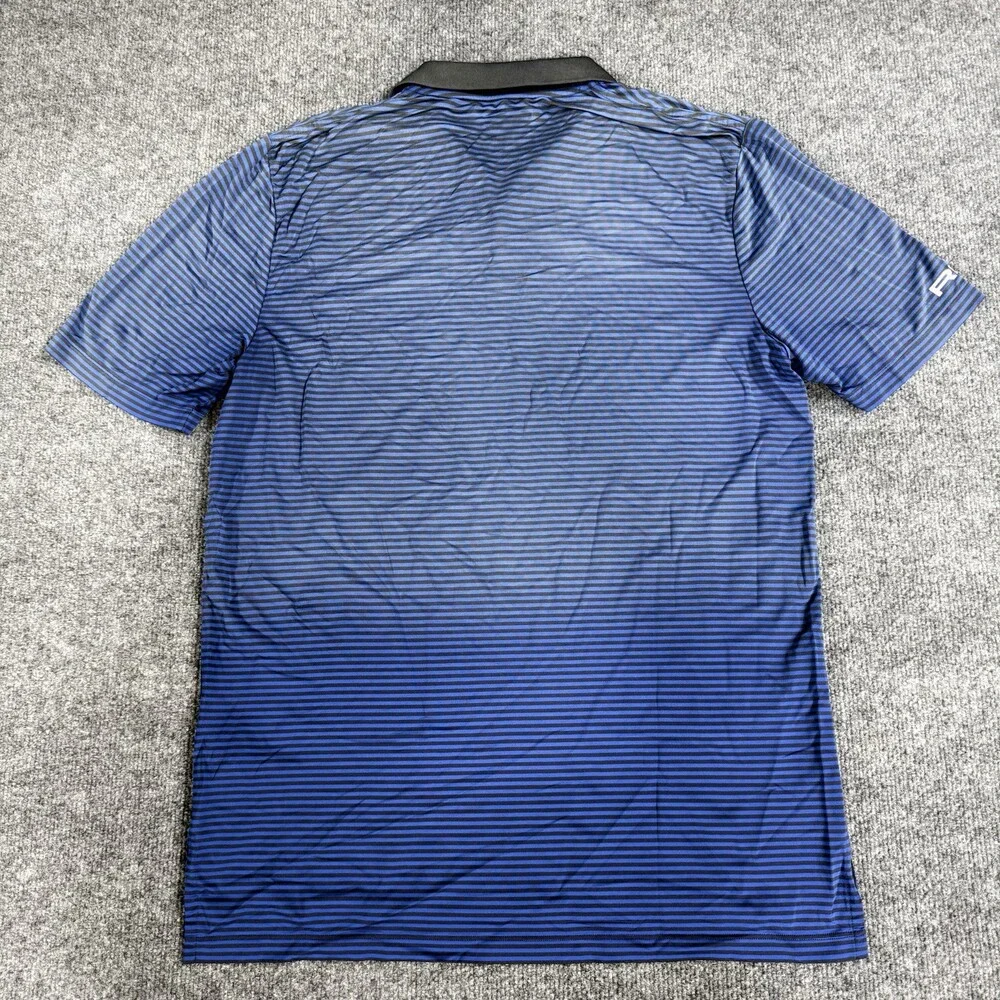 Puma Golf Mens Striped Polo Size L (Tag Illegible, See Measurements) Blue Black